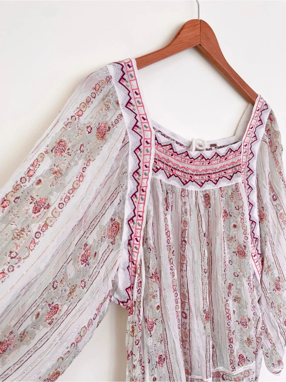 Free People Dance Magic Tunic in Ivory Combo XL Extra Large Sheer Embroidered